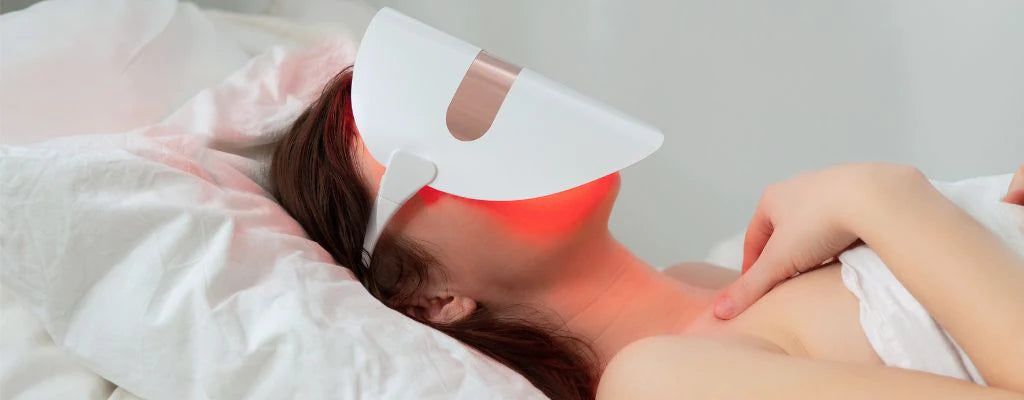 Woman undergoing red light therapy treatment
