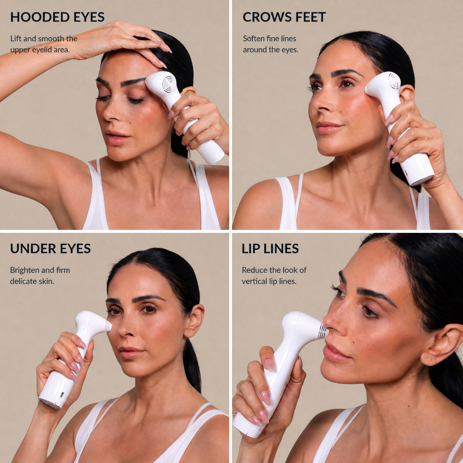 White handheld nira pro 3 laser bundle facial device with curved ergonomic design and textured grip for targeted skin treatment