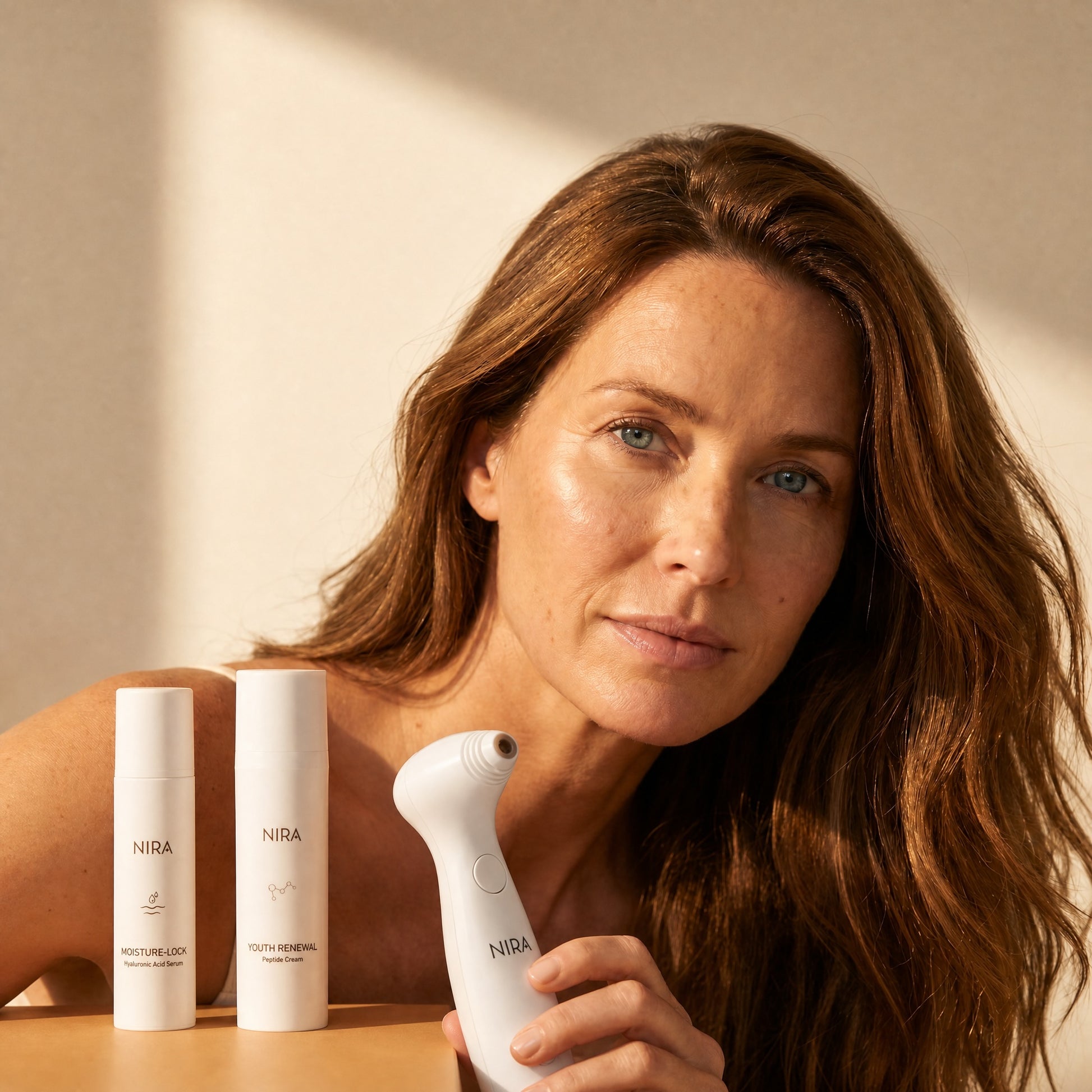 White nirá precision laser and skincare bundle with sleek ergonomic design and rounded tip for facial treatments