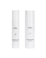 Two NIRA skincare products on a white background
