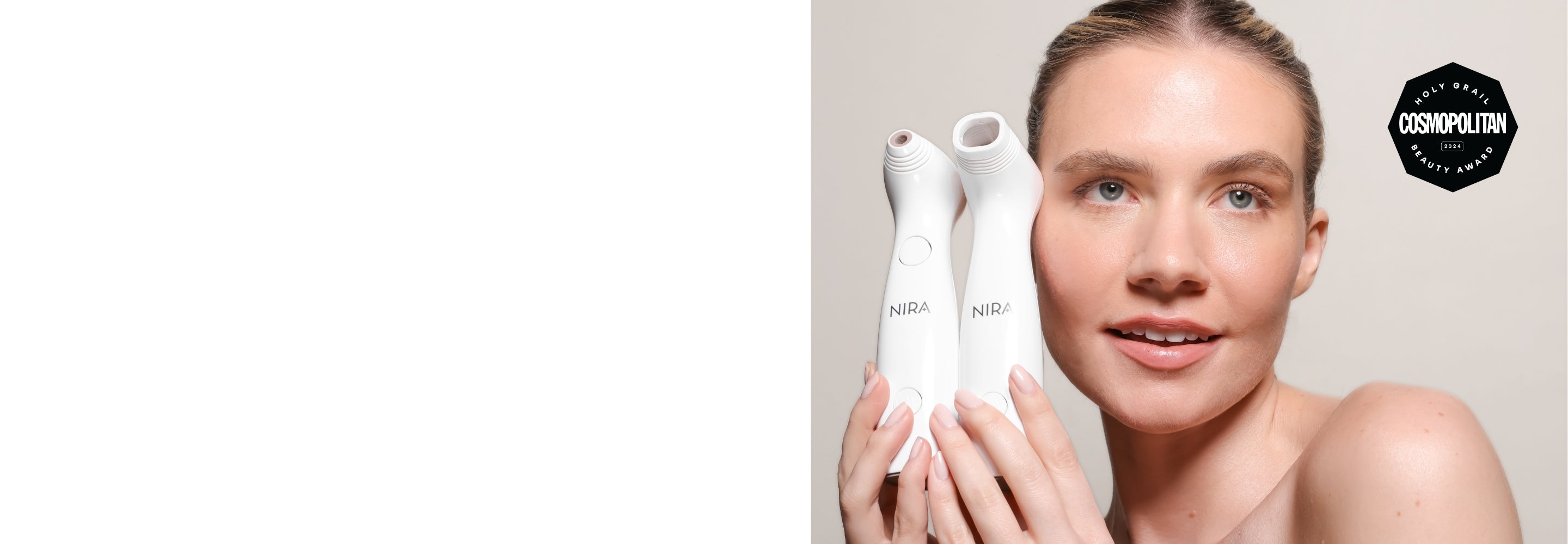 Close up of a woman with the NIRA Pro and Precision Lasers